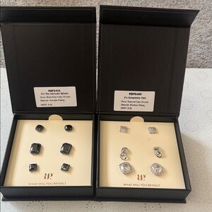 Elegant Black and Silver Men's Earring Set